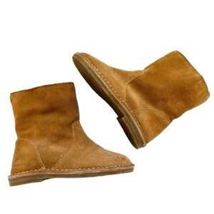 Crewcuts kids winter tan suede leather shearling boots ankle Boots UNISEX NEW